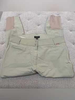 EUC B VERTIGO TAN HIGH WAISTED SILICONE KNEE PATCH BREECHES SIZE 38 us